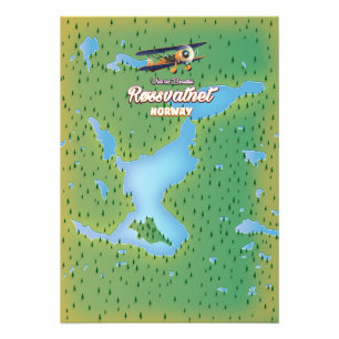 Røssvatnet Norwegen Seekarte Kunstdruck. Fotodruck