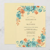 Rost-Aquablüten-Hochzeit Einladung (Vorne/Hinten)