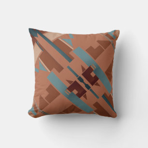 Rost Aquamarin Terracotta Slanted Tribal Südwest L Kissen