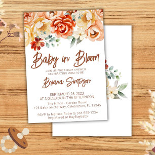 Rost-Beige-Blumen neutrale Babyparty Einladung