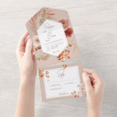 Rost Blush Fall Boho Blumen Rahmen Blush Kein Aben All In One Einladung (Abreißen)