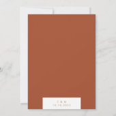 Rost, Burnt Orange, Fall Minimalistische Hochzeit Einladung (Rückseite)