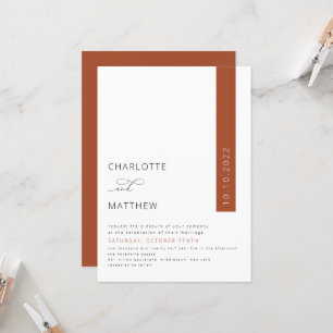 Rost, Burnt Orange, Fall Minimalistische Hochzeit Einladung