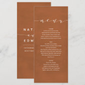 Rost + elegante weiße Wasserfarbe bemalt Hochzeit Menükarte (Vorne/Hinten)