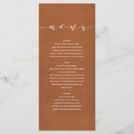 Rost + elegante weiße Wasserfarbe bemalt Hochzeit Menükarte