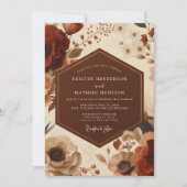 Rost Florale Herbstromanze Hochzeit Einladung (Vorderseite)