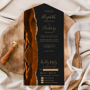 Rost Gold Achat Dunkle Menüoptionen Hochzeit All In One Einladung