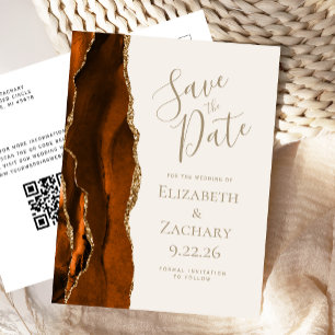 Rost Gold Achat Elfenbein QR-Code Save-the-Date-Ka Ankündigungspostkarte