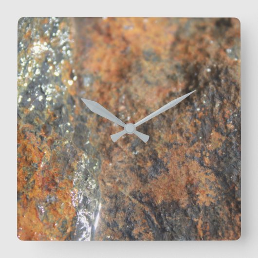 Rost-graues Weiß-Mineral-Beschaffenheit Quadratische Wanduhr (Vorderseite)