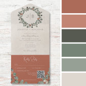 Rost & Green Eucalyptus Moderner QR-Code All In One Einladung