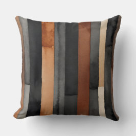 Rost Kaffeegraue und schwarze Streifen Kissen