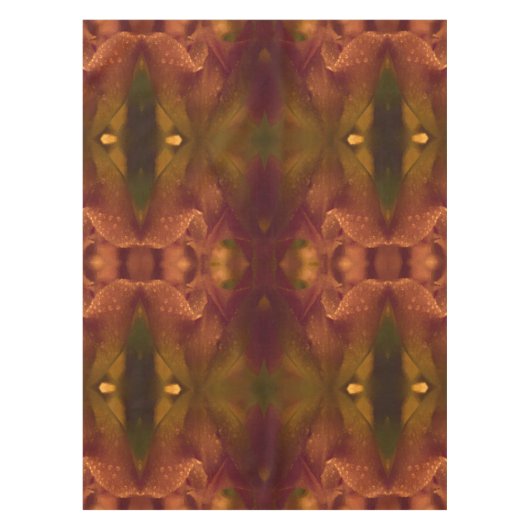 Rost-kupferne grüne gelbe abstrakte Tulpe Tischdecke (Vorderseite)