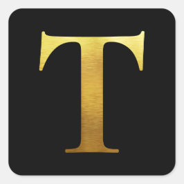 Rost Metall Gold Monogram T Black Quadratischer Aufkleber