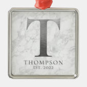 Rost-Metall-Silber-Monogramm T-Marmor Ornament Aus Metall (Vorne)
