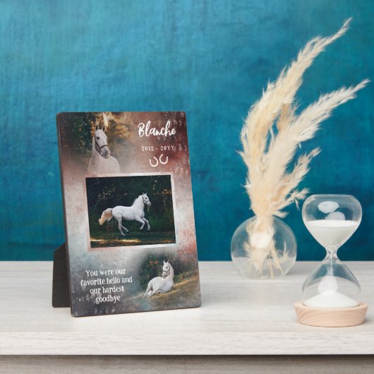 Rost & Navy Favorite Hallo Pferd Foto Memorial Fotoplatte (Seite)