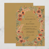 Rost-Ocker-Wildblumen-Hochzeit Einladung (Vorne/Hinten)