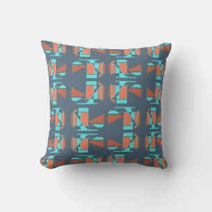 Rost Orange Aqua Schieferblau Kleine Teile Kunstmo Kissen