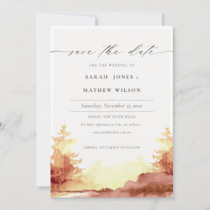 Rost Orange Gelbe Aquarell Herbst Bäume  Save The Date