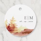 Rost-Orange-Gelbfall-Bäume Monogram-Hochzeitsfahne Geschenkanhänger (Vorderseite)