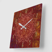 Rost-rotes Mandala-Goldbezauberndes modernes Chic Quadratische Wanduhr (Winkel)