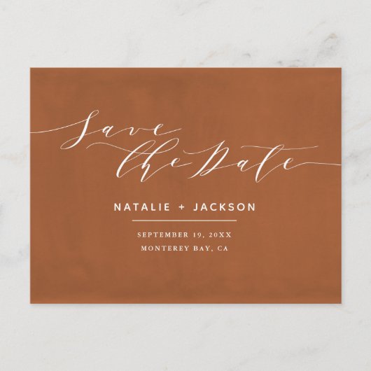 Rost + Save the Date Hochzeit Postkarte (Vorderseite)