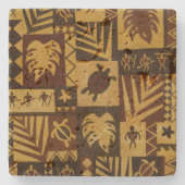 Rost Tapa Hawaiian Petroglyph Stone Untersetzer (Vorderseite)