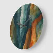 Rost und Aquamarin Große Wanduhr (Winkel)