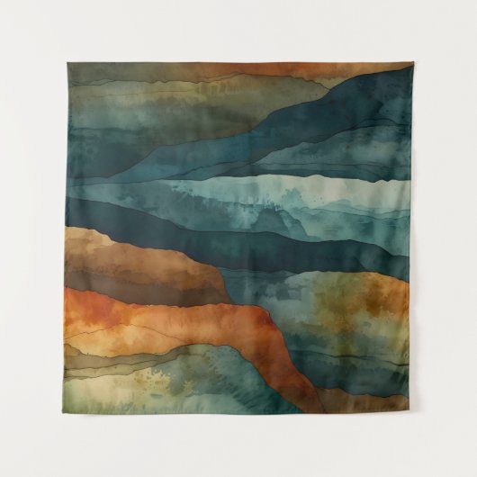 Rost und Aquamarin Wandteppich (Vorderseite (Horizontal))