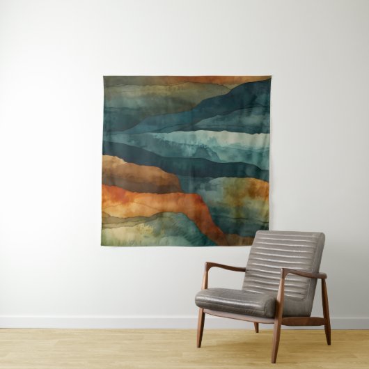 Rost und Aquamarin Wandteppich (Beispiel (Horizontal))