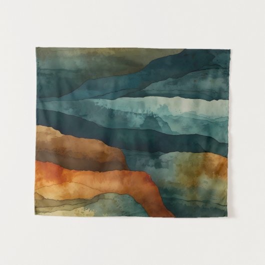 Rost und Aquamarin Wandteppich (Vorderseite (Horizontal))