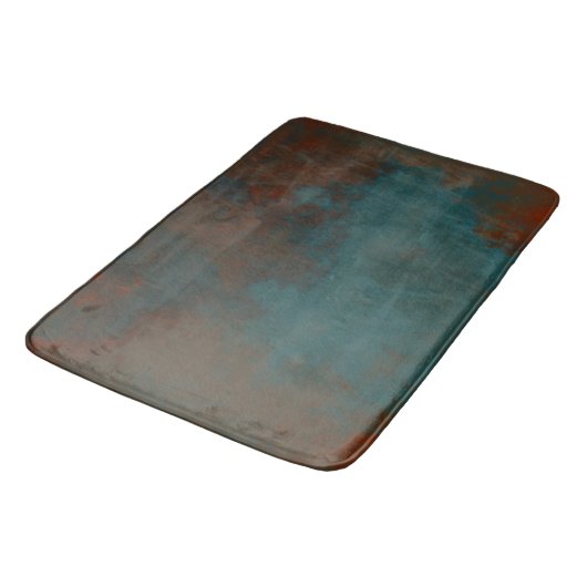 Rost und Aquamariner Marmor abstrakt Badematte (Schrägansicht)