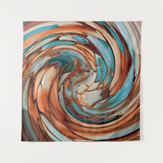 Rost und Blau Abstrakter Dolphin Swirl Wandteppich (Vorderseite)