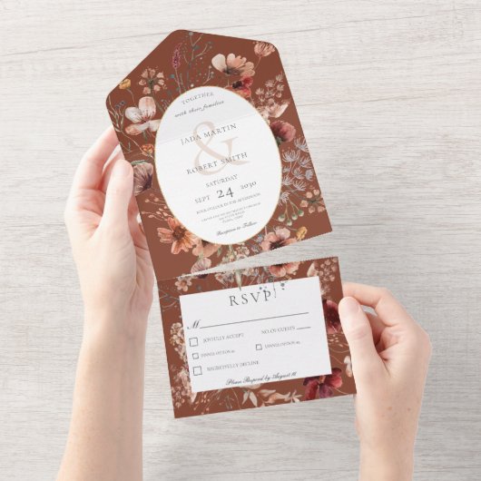 Rost und Blüte Wildblume Blumengestelle Abendessen All In One Einladung (Abreißen)