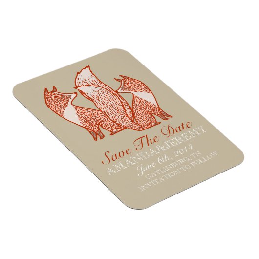 Rost- und Elfenbeinfüchse Save the Date Magnet (Rechte Seite)