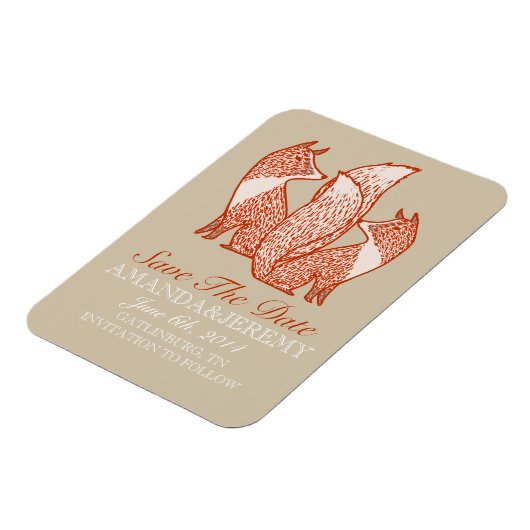 Rost- und Elfenbeinfüchse Save the Date Magnet (Linke Seite)