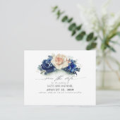 Rost und Navy Blue Floral Boho Save the Date Postkarte (Stehend Vorderseite)
