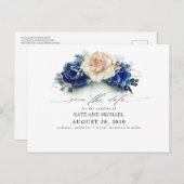 Rost und Navy Blue Floral Boho Save the Date Postkarte (Vorne/Hinten)
