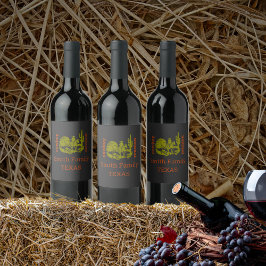 Rost und Olivgrün Kakteen Wiedersehen Weinetikett