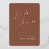 Rost und Rose | Boho Minimalistisch Script Brautpa Folieneinladung (Vorderseite)