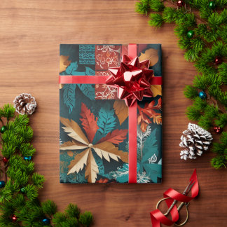 Rost- und Tealblatt-Mosaik Geschenkpapier