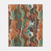 Rost und Türkis Abstrakt Fleecedecke (Vorderseite)