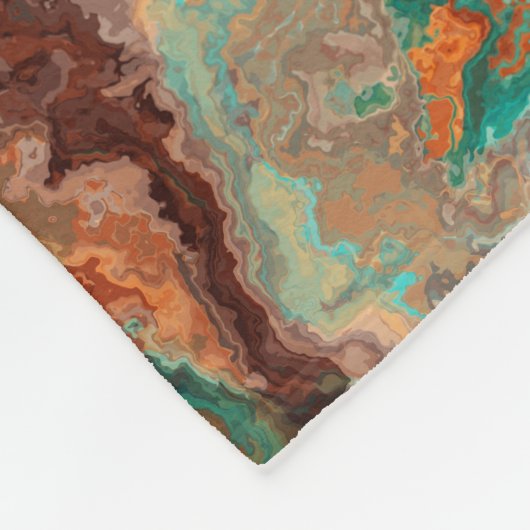 Rost und Türkis Abstrakt Fleecedecke (Ecke)