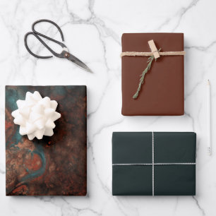 Rost und Türkis Stein Geschenkpapier Set