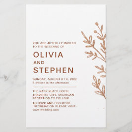 Rost und Weiß. Einfache Blätter. Modernes Hochzeit Flyer