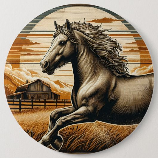 Rost/Vintages Pferd/Western Button (Vorderseite)
