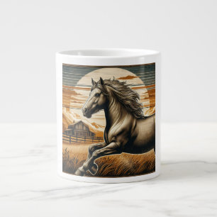 Rost/Vintages Pferd/Western Jumbo-Tasse