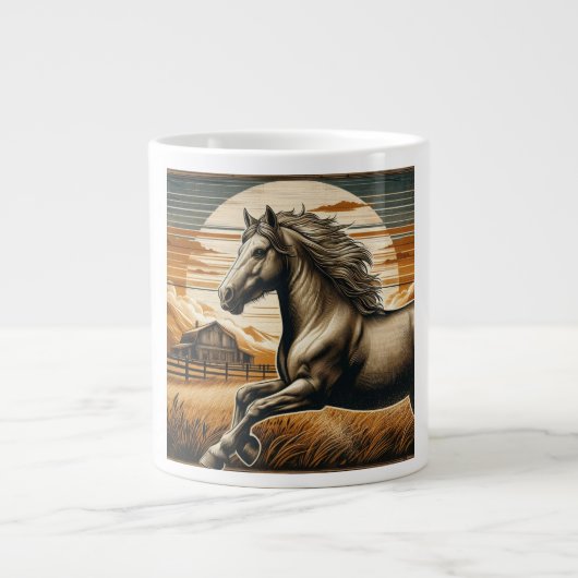 Rost/Vintages Pferd/Western Jumbo-Tasse (Vorderseite)