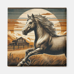 Rost/Vintages Pferd/Western Magnet