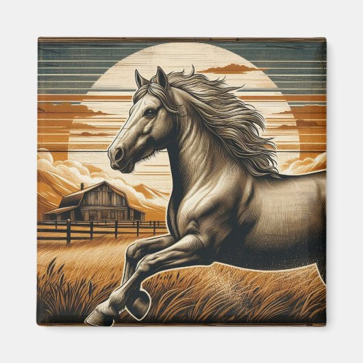 Rost/Vintages Pferd/Western Magnet (Vorne)