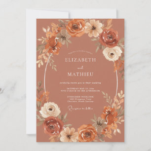 Rost-Wasserfarben-Kranz-Hochzeit Einladung